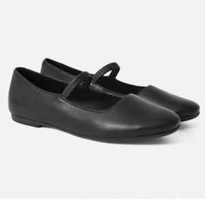 EVERLANE Mary Jane in Black Nappa Lether Slip On Flats Straps Size 9.5 NEW